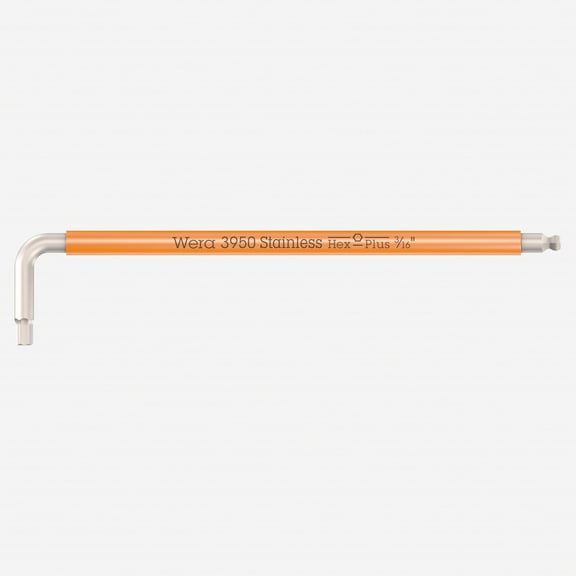 Wera 022854 Multicolor Hex-Plus Stainless L-key with Ball End, 3/16" x 154mm (Bright Orange)