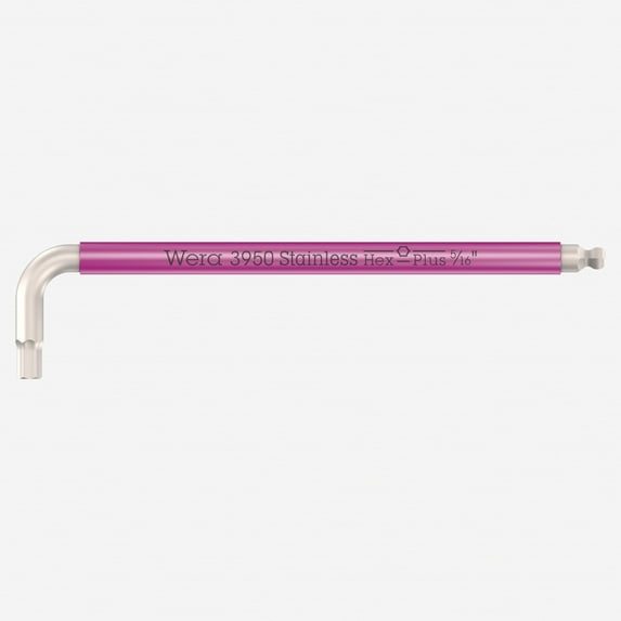 Wera 022857 Multicolor Hex-Plus Stainless L-key with Ball End, 5/16" x 195mm (Pink)