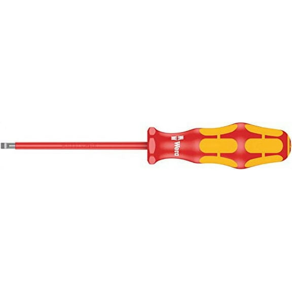 Wera 05006125001 Kraftform Plus VDE 160i Slotted Insulated Screwdriver, Lasertip, 6.5mm Head, 6" Blade Length