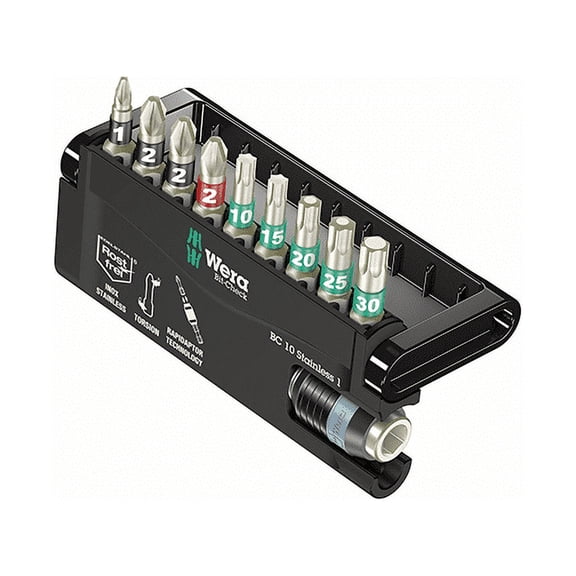 Wera 05071110001 Stainless Steel Bit-Check Set, 10 Piece