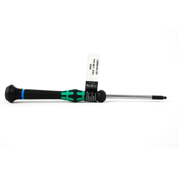 Wera 05118106001 7/64" x 60mm Kraftform Micro Ball End Hex Precision Screwdriver