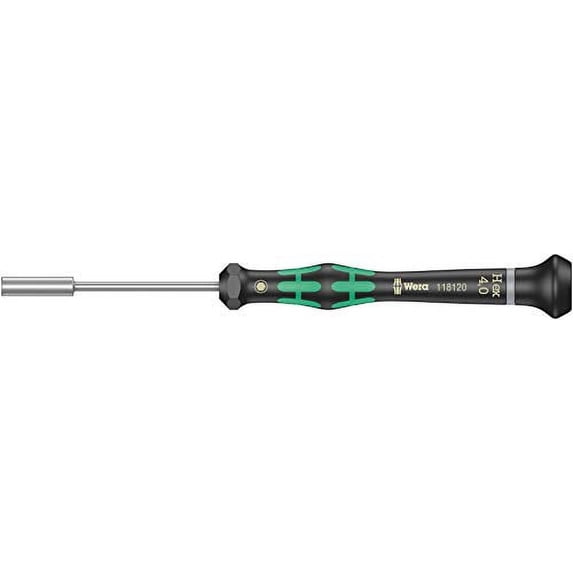 Wera 05118120001 Kraftform Micro 2069 Nutspinner Electronics Precision Screwdriver, 4mm Head, 60mm Blade Length