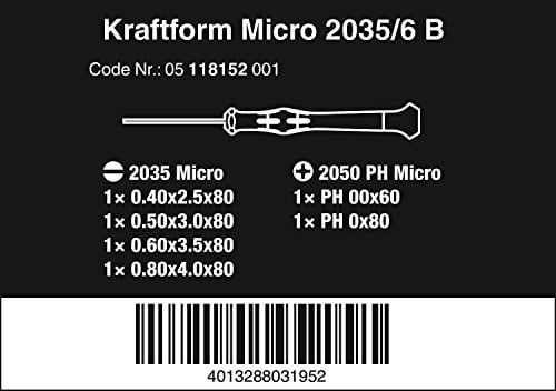 Wera 05118152001 6 Pc Micro Screwdriver Set & Rack for Electronics