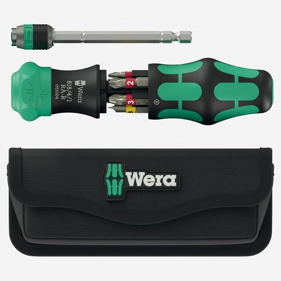 Wera Tools Kompakt 25 Ra-R Kraftform Screwdriver Bit Set With Pouch, 6 Pieces