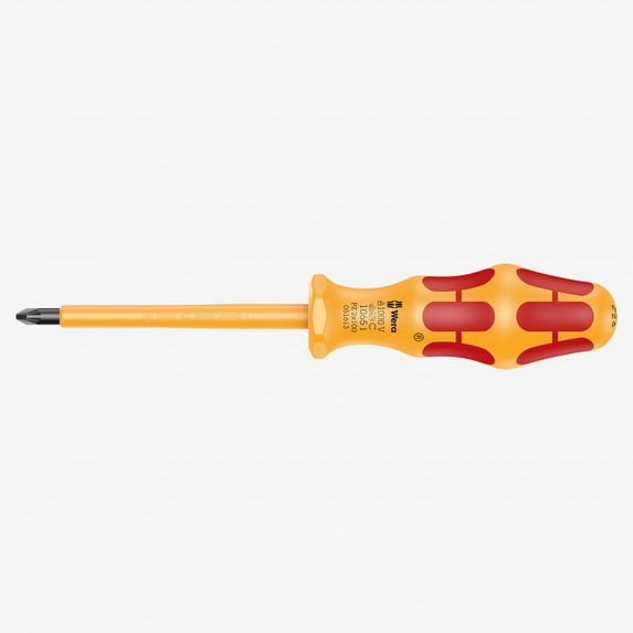 Wera 051613 Kraftform VDE Pozidriv Screwdriver, #2 x 100mm