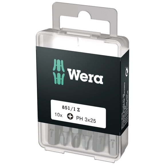 Wera 072402 DIY PH 3 x 25mm Phillips Insert Bit - 10 Pack