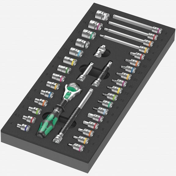 Wera 150110 Foam Insert 8000 A Zyklop 1/4" Ratchet Set 1, 37 Pieces