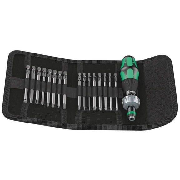 Wera Tools Kraftform Kompakt 60 Ra Ratcheting Screwdriver Set, 17 Piece