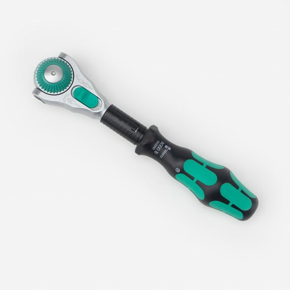 3/8" Drive 72 Geared Teeth Round Head Style Hand Ratchet, 7-1/2" L, Satin Finish