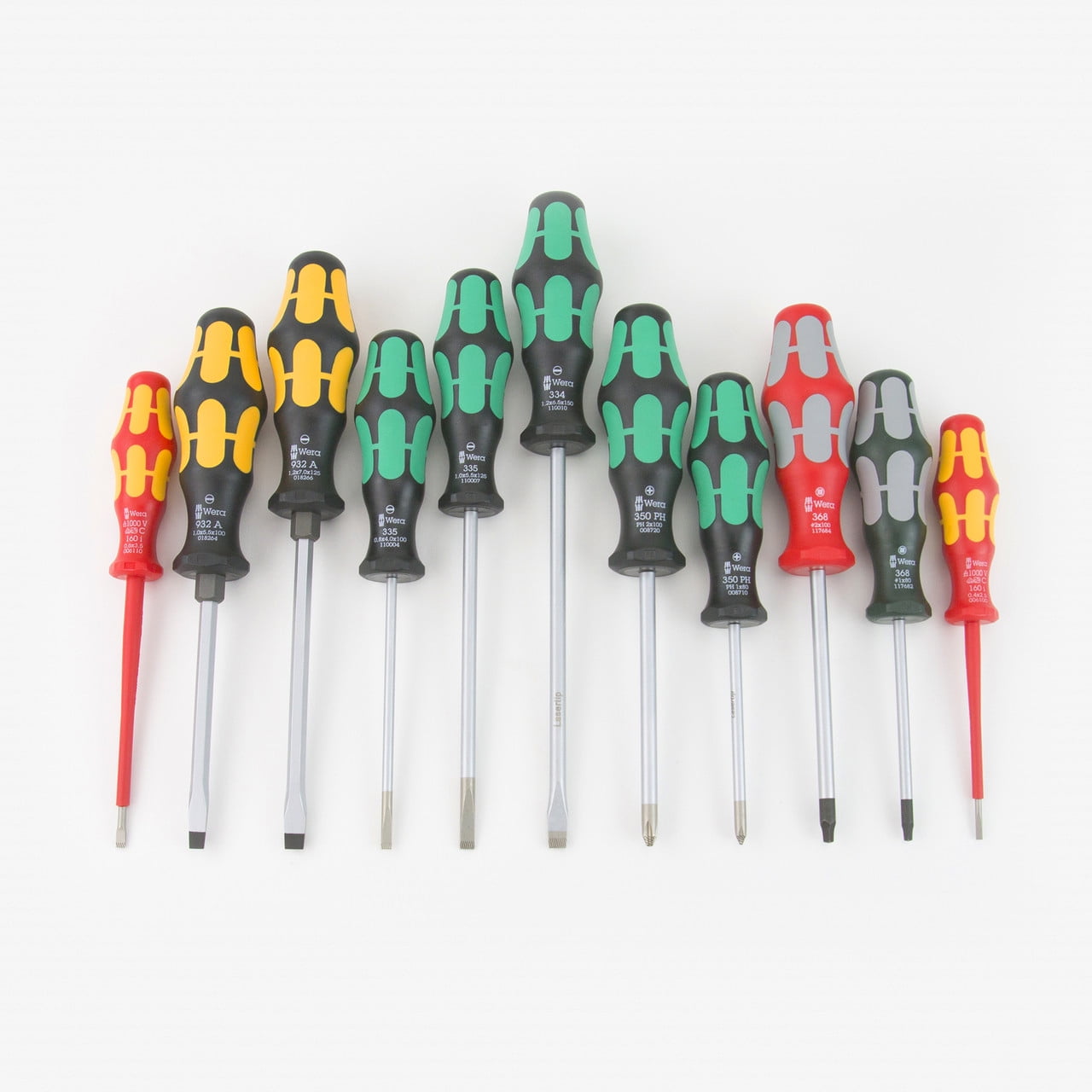 Wera 347106 Kraftform XXL 3 Slotted/Phillips/Square Screwdriver Set + Rack, 11 Pieces