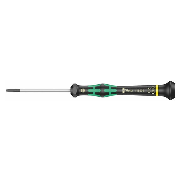 Wera 05118006001 Kraftform Micro 2035 Slotted Electronics Precision Screwdriver, 2mm Head, 60mm Blade Length