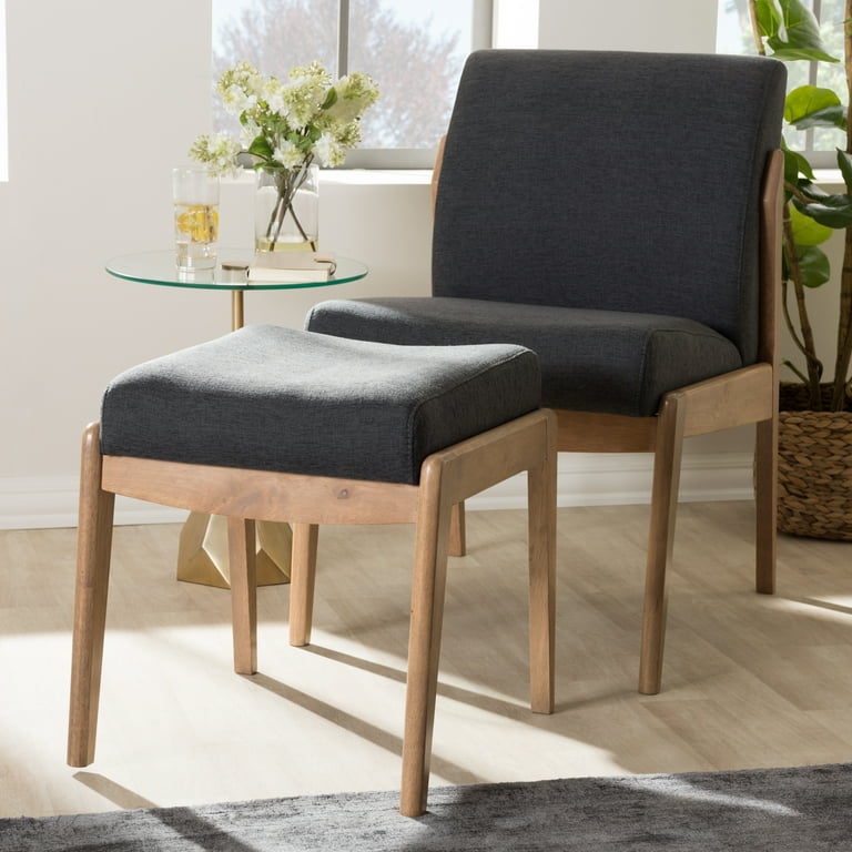 Baxton Studio Wera Retro Dark Grey Fabric Slipper Lounge Chair and