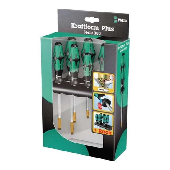 Wera Screwdriver Set,Slotted/Phillips,6 pcs 05007680001