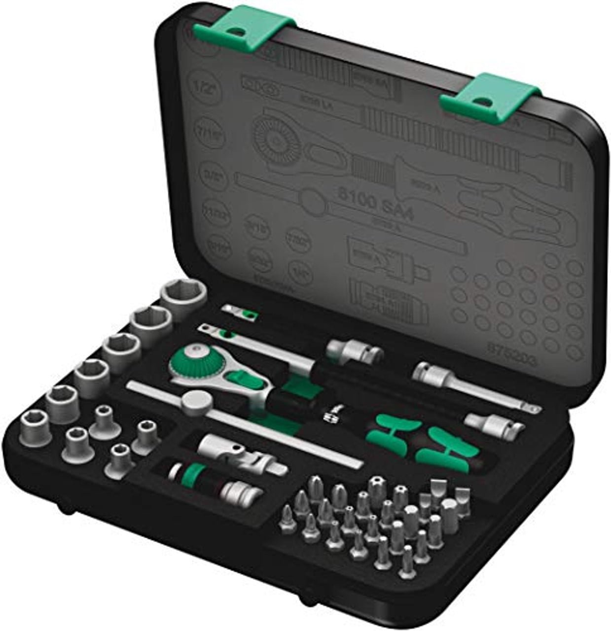 Wera - 5003535001 8100 SA 4 Zyklop Ratchet Set with 1/4" Drive, 41-Piece Set