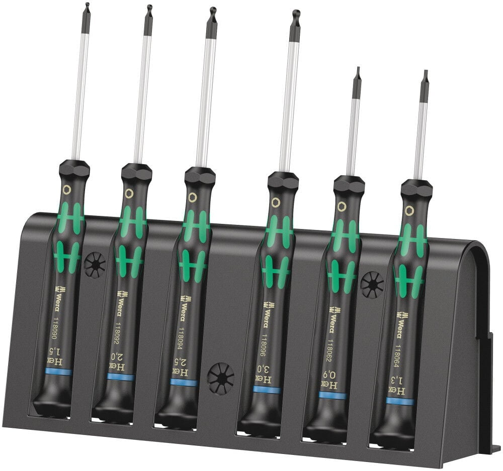 Wera Tools 6Pc 2052/6 Hexagon Micro Screwdriver Set With Rack