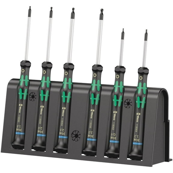 Wera Tools 6Pc 2052/6 Hexagon Micro Screwdriver Set With Rack