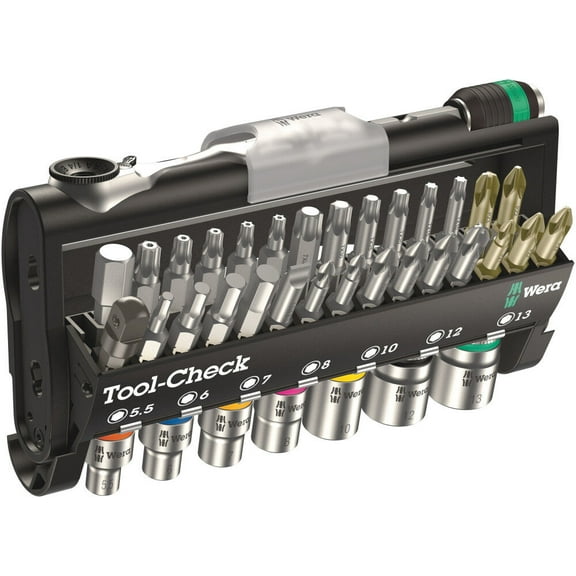 Wera Tools Tool-Check 1 Bit Assortment With Ratchet And Sockets 38Pc