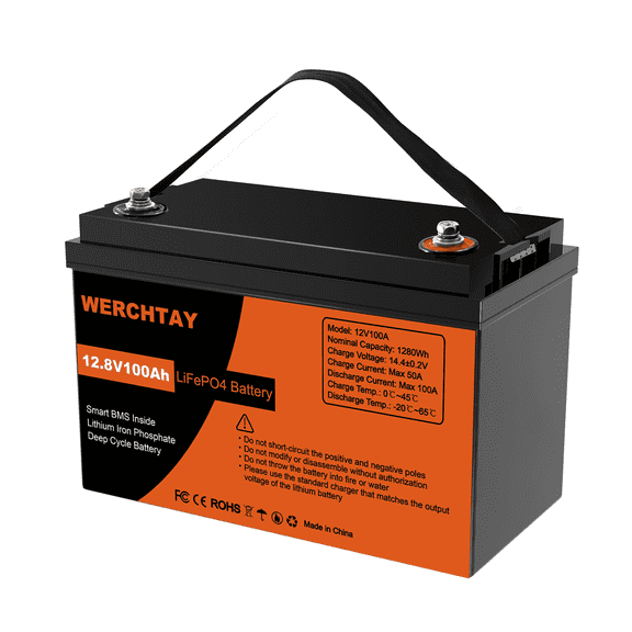 Werchty 12V Automotive Battery, Top Post, Suitable for RV, Marine, Camping, UPS, Solar Home Off-Grid System