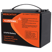 WERCHTAY 12V 50Ah LiFePO4 Automotive Battery, Top Post for RV, Marine, Camping, UPS, Solar Home Off-Grid System