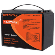 Werchty Automotive Battery LiFePO4 12V Top Post for RV Marine Camping UPS Solar Home Off-Grid System