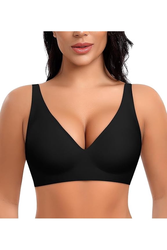Deep V Wireless Bras for Women No Underwire Push Up Seamless Padded Comfort Bra Supportive Wirefree Bralette