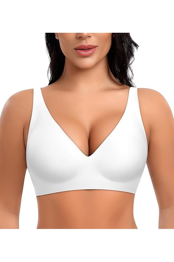 Deep V Wireless Bras for Women No Underwire Push Up Seamless Padded Comfort Bra Supportive Wirefree Bralette