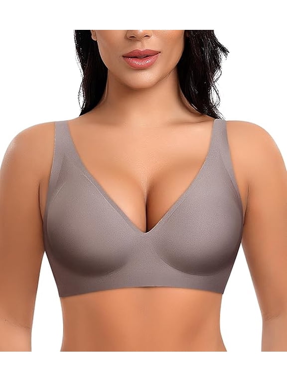 Deep V Wireless Bras for Women No Underwire Push Up Seamless Padded Comfort Bra Supportive Wirefree Bralette