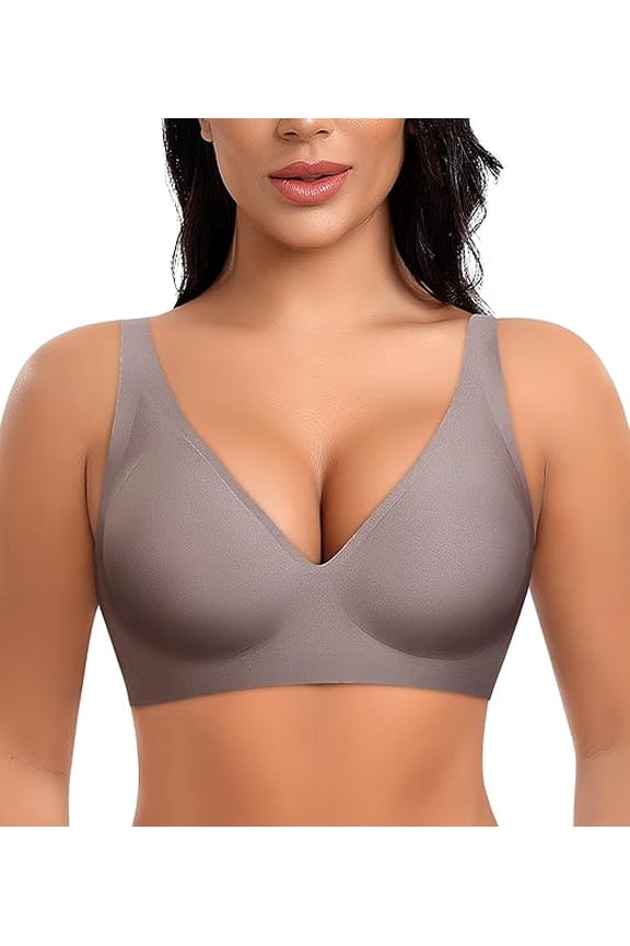 Deep V Wireless Bras for Women No Underwire Push Up Seamless Padded Comfort Bra Supportive Wirefree Bralette