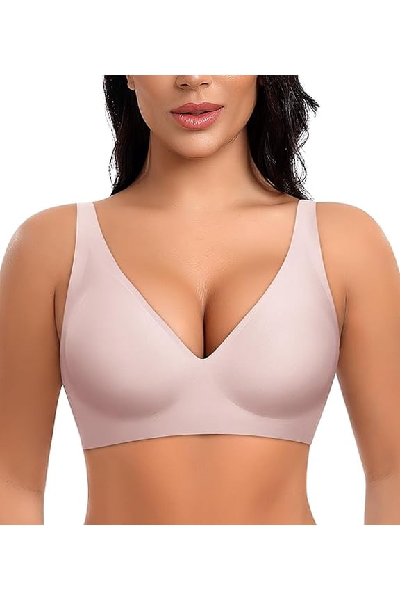 Deep V Wireless Bras for Women No Underwire Push Up Seamless Padded Comfort Bra Supportive Wirefree Bralette