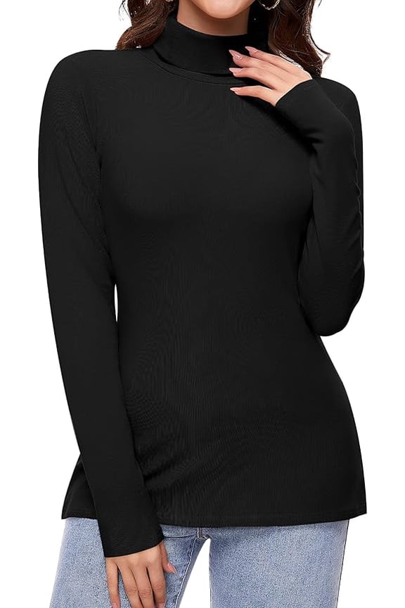 Long Sleeve Shirts for Women Turtleneck Thermal Shirt Layering Basic Tops Fitted Plain Undershirts