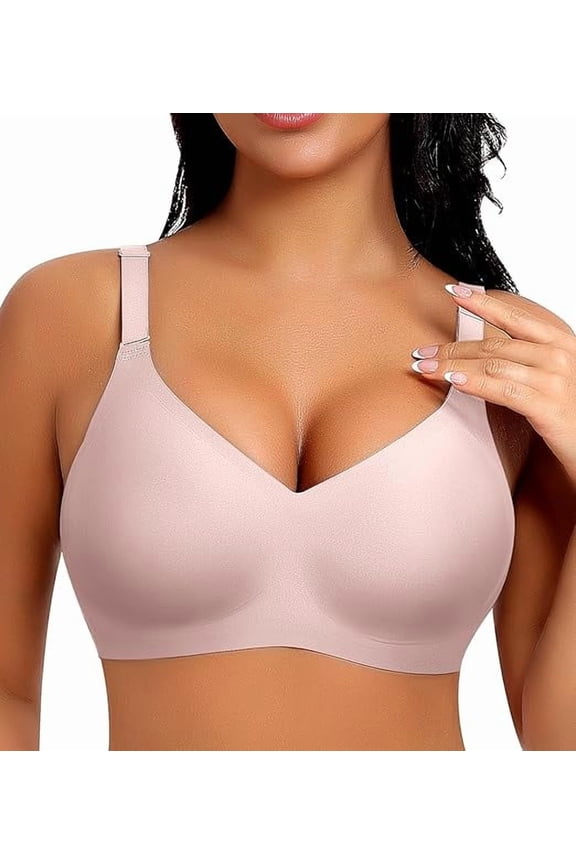 V Neck Wireless Bras for Women No Underwire Seamless Bra Full Coverage No Wire Tshirt Bras