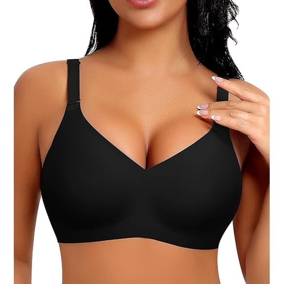 Werena V Neck Wireless Bras for Women No Underwire Seamless Bra Full Coverage No Wire Tshirt Bras