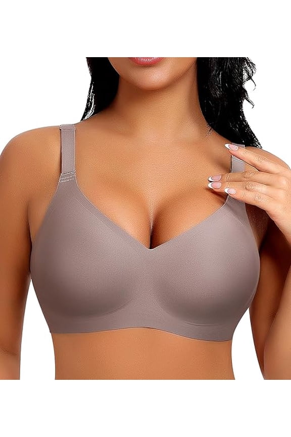 V Neck Wireless Bras for Women No Underwire Seamless Bra Full Coverage No Wire Tshirt Bras