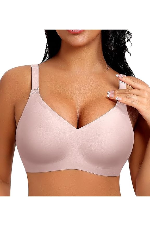 V Neck Wireless Bras for Women No Underwire Seamless Bra Full Coverage No Wire Tshirt Bras