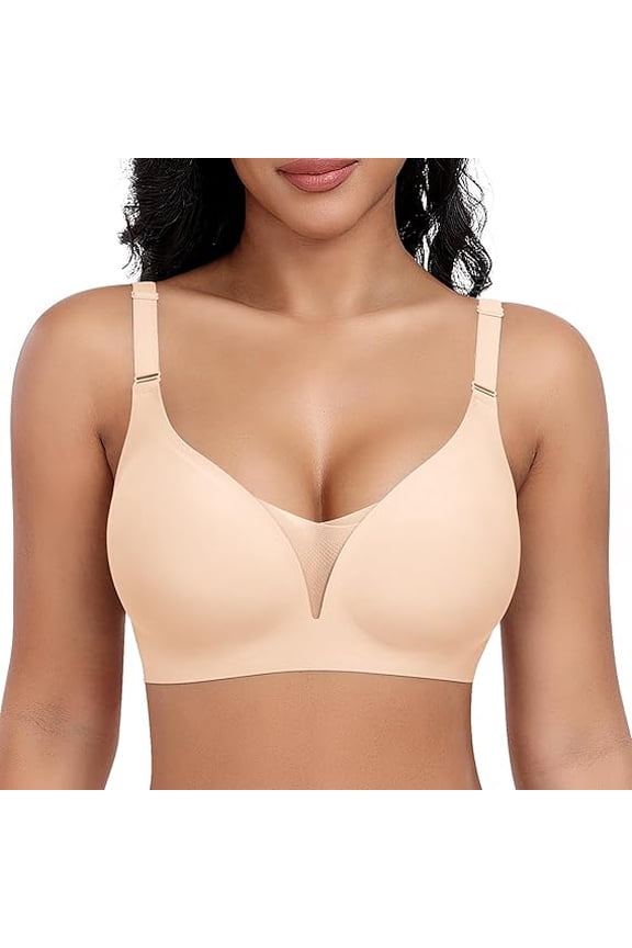 Wireless Bras for Women Lace V Neck No Underwire Push Up Bra Seamless Braslettes Full Coverage Plus Size Everyday Bras S-3XL