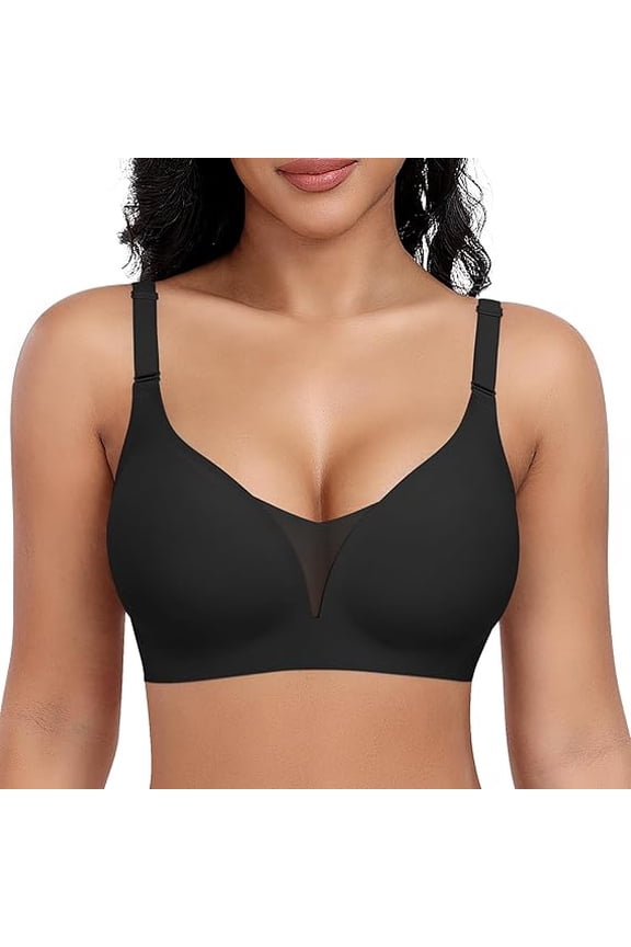Wireless Bras for Women Lace V Neck No Underwire Push Up Bra Seamless Braslettes Full Coverage Plus Size Everyday Bras S-3XL