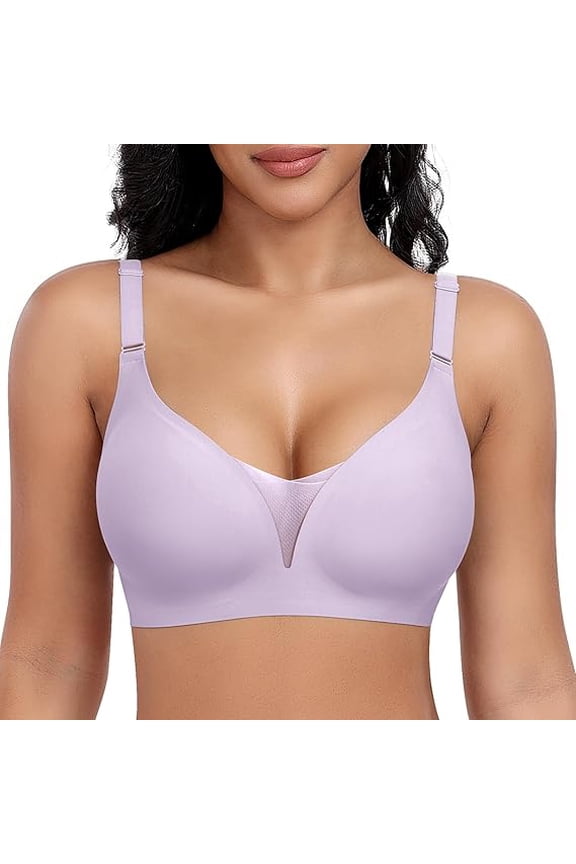 Wireless Bras for Women Lace V Neck No Underwire Push Up Bra Seamless Braslettes Full Coverage Plus Size Everyday Bras S-3XL