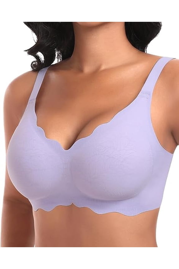 Wireless Bras for Women No Underwire Scalloped Seamless Bras with Support and Lift Padded T Shirt Bra Comfort Bralette