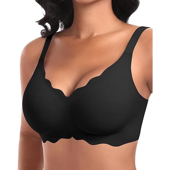 Werena Wireless Bras for Women No Underwire Scalloped Seamless Bras with Support and Lift Padded T Shirt Bra Comfort Bralette