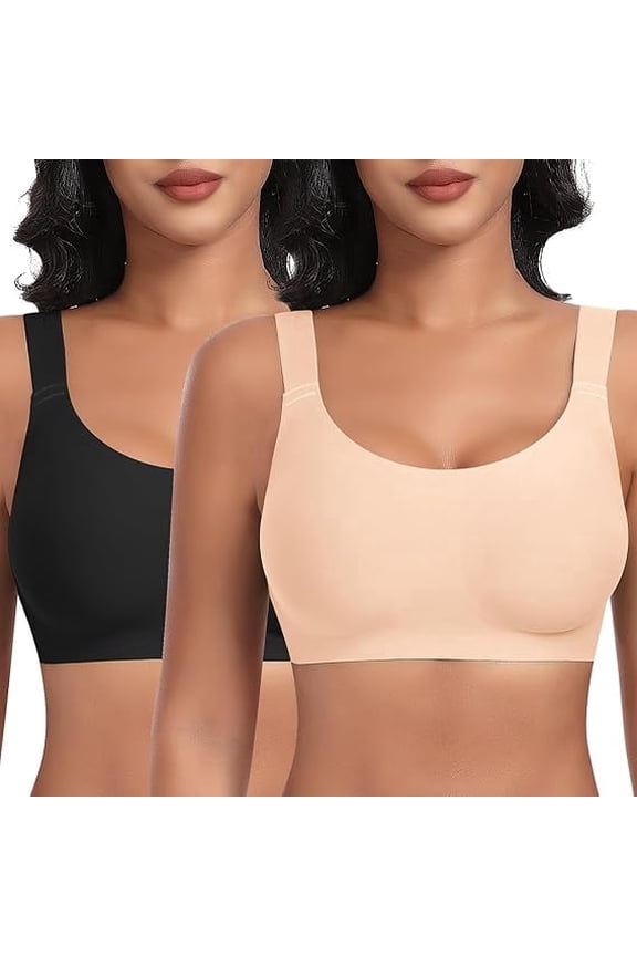 Wireless Bras for Women No Underwire Seamless Full Coverage Comfortable Everyday Bra with Medium Support