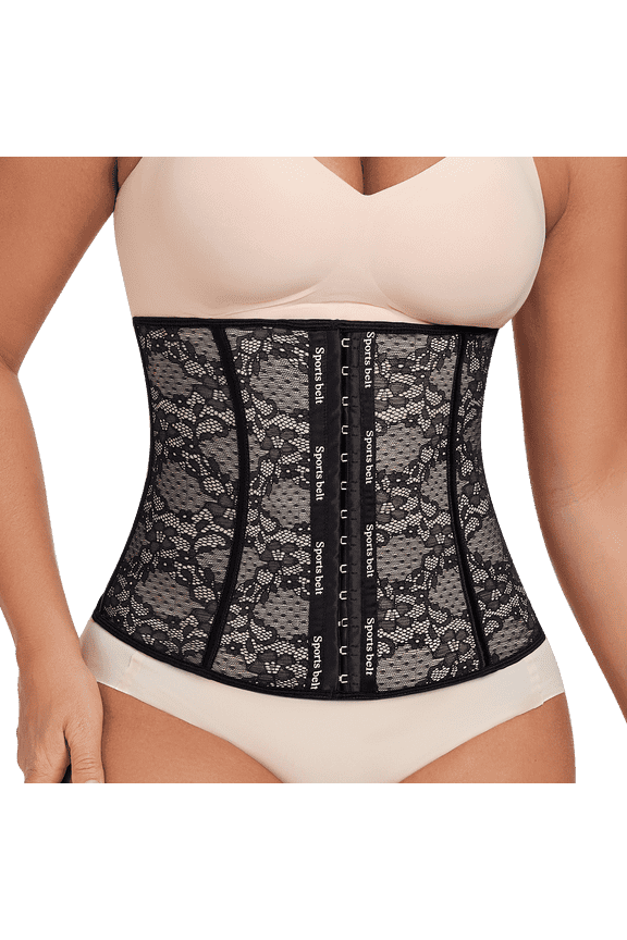 Lace Floral Waist Trainer for Women, Adjustable Steel Boned Waist Cincher, Breathable Tummy Control Sports Belt Girdle for Workout & Daily Use