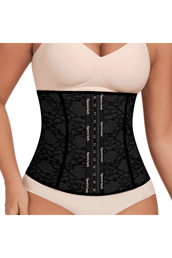 Lace Floral Waist Trainer for Women, Adjustable Steel Boned Waist Cincher, Breathable Tummy Control Sports Belt Girdle for Workout & Daily Use