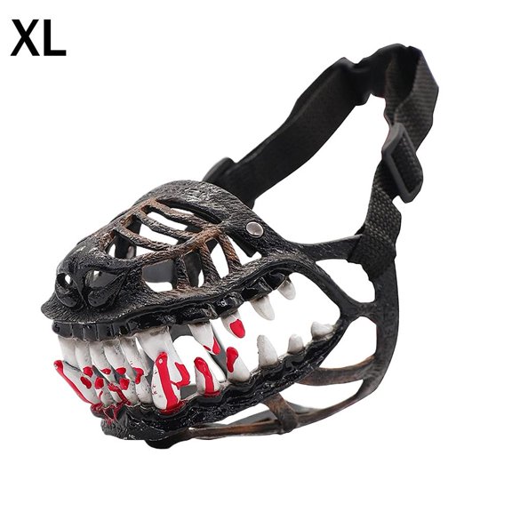 Werewolf Dog Muzzle Latex Halloween Costume Mask Adjustable Breathable Scary Pet Mouth Cover for Large Medium Small Dogs