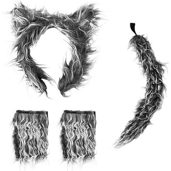 Werewolf Ears Headband Accessory - Gray Animal Headpiece for Halloween Masquerade Fantasy Events Themed Gatherings