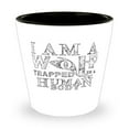 thumbnail image 1 of Werewolf Enthusiast Shot Glass, I Am A Wolf Trapped In Human Body Quote, Unique Animal Lover Gift, Mini Glassware, 1.5oz, 1 of 3