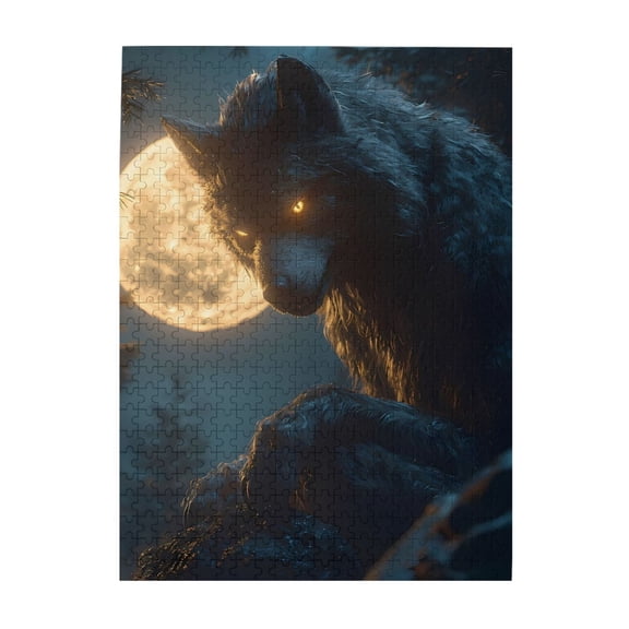 Werewolf Eyes Moon Night 500-Piece Wooden Jigsaw Puzzle for Adults, Fun & Challenging Family Brain-Teaser, Perfect Home Decor & Gift
