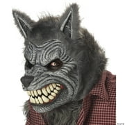 Werewolf Gray Plastic Halloween Ani-Motion Costume Mask, for Adult