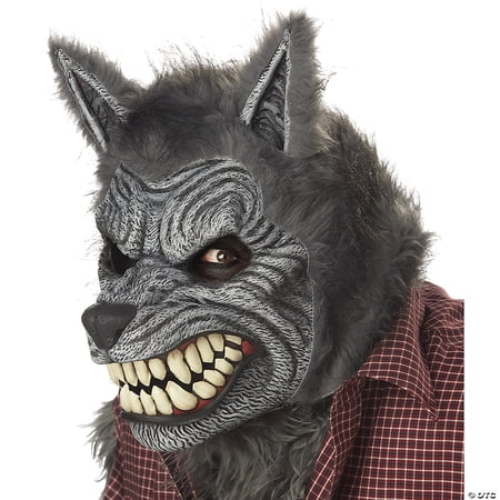 Werewolf Gray Plastic Halloween Ani-Motion Costume Mask, for Adult