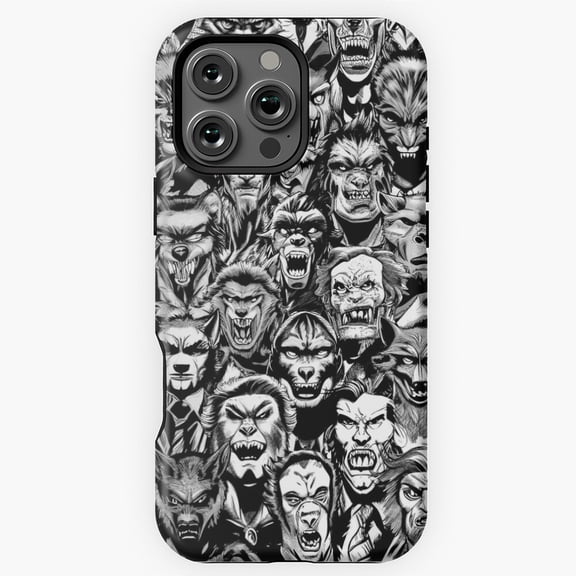 Werewolf Guys Halloween Horror Vintage Goth Pop Art Pattern Phone Case for iPhone 16 15 14 13 12 11 Pro Max M5910505