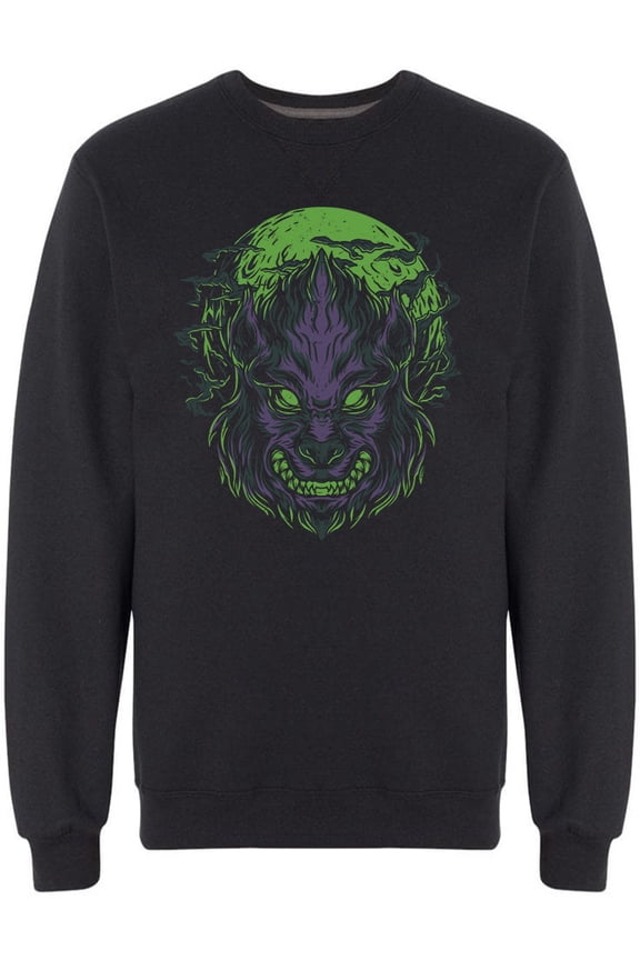 Werewolf Head Graphic Sweatshirt Men -Image by Shutterstock, Male Large